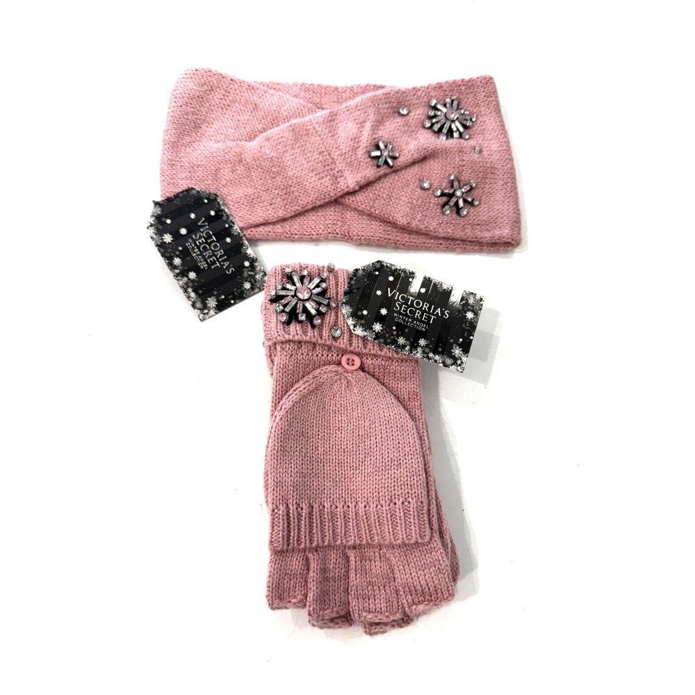 Victoria's Secret Winter Angel Collection Snowflake Sparkle Head Wrap + Gloves